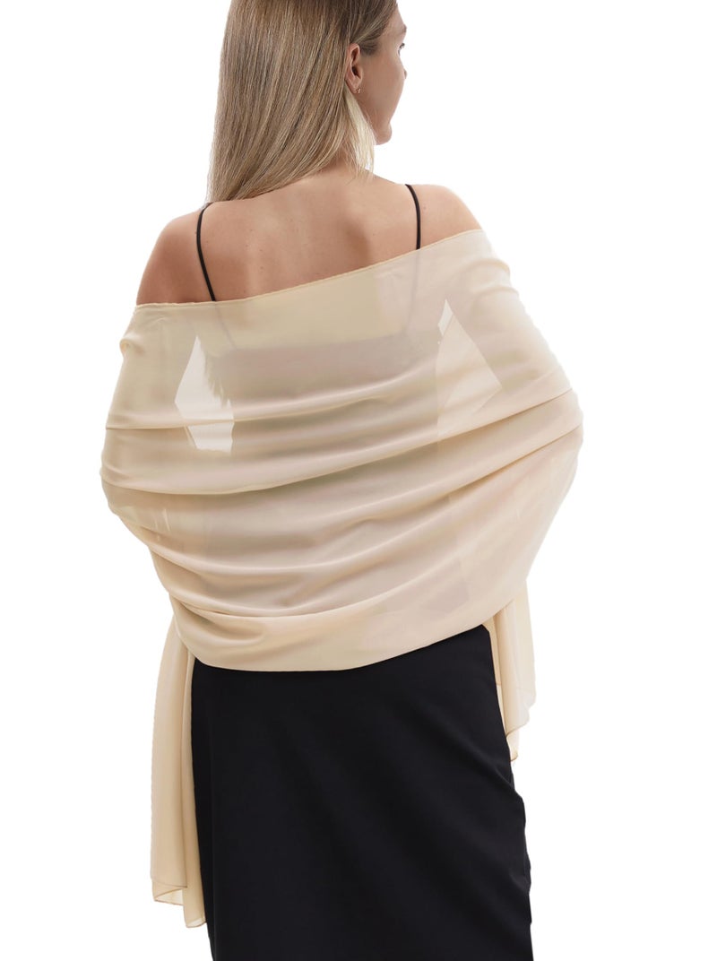 Hotshawl Chiffon Shawls and Wraps for Evening Dresses Women Elegant Soft Scarf Bridal Scarve Wedding Stole (Champagne(chiffon), One Size) - Image 1